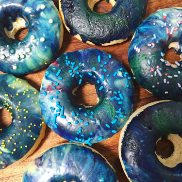 Baked Doughnuts with Galaxy Icing (yeast free)